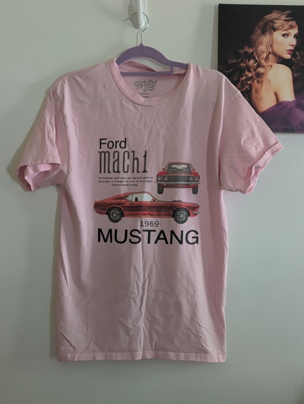 Ford Pink 1969 Mustang Mach 1 Graphic Tee